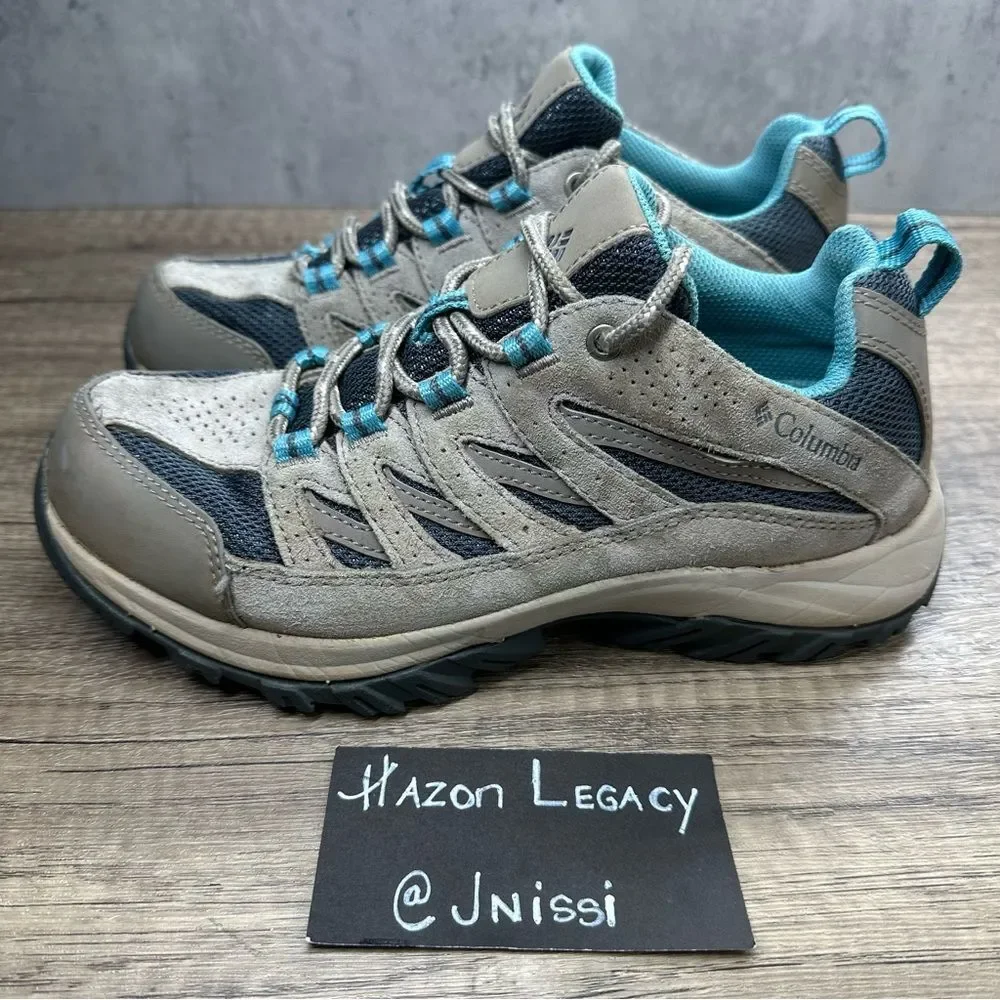 Columbia~Women's~Crestwood Low Hiker Shoes Waterproof Gray/Blue~Size‎ 7